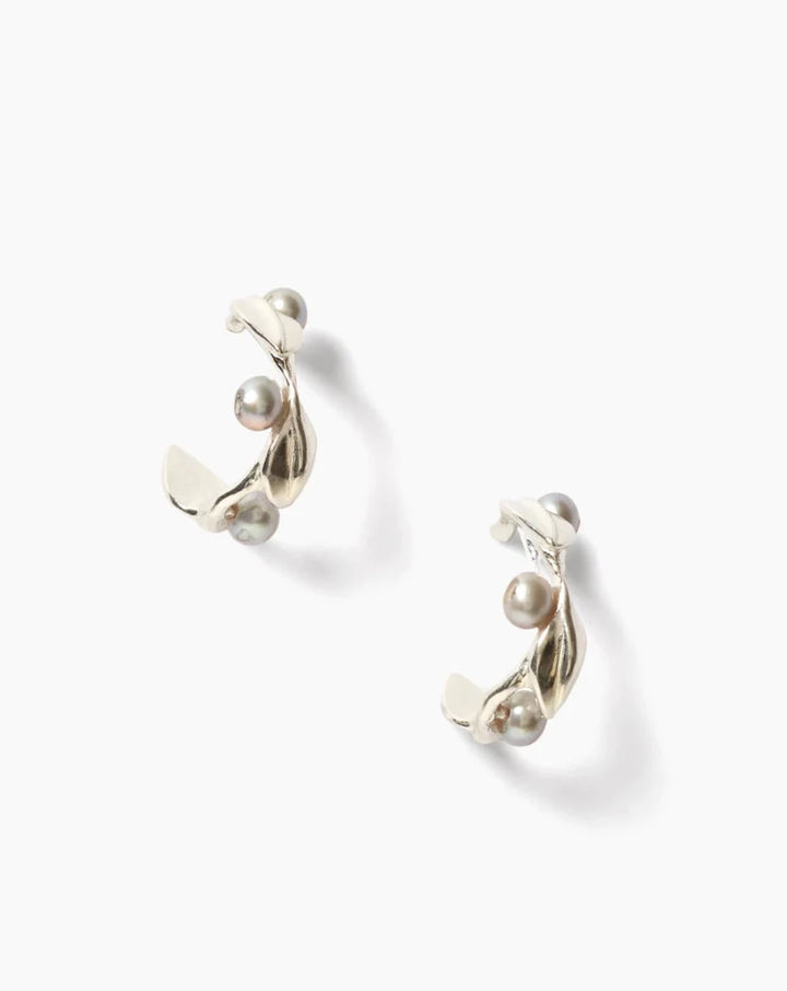 Chan Luu Olive Branch Hoop Earrings Mini Silver - Dear Lucy