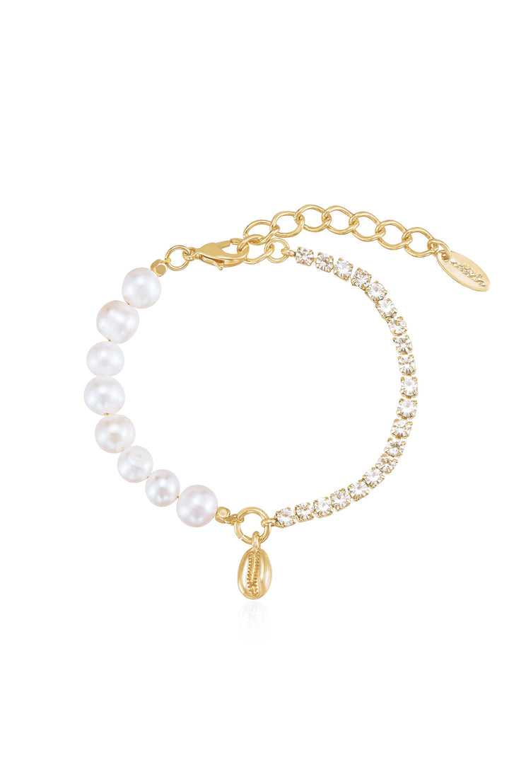 Ettika Pearl and Crystal Shell Bracelet - Dear Lucy
