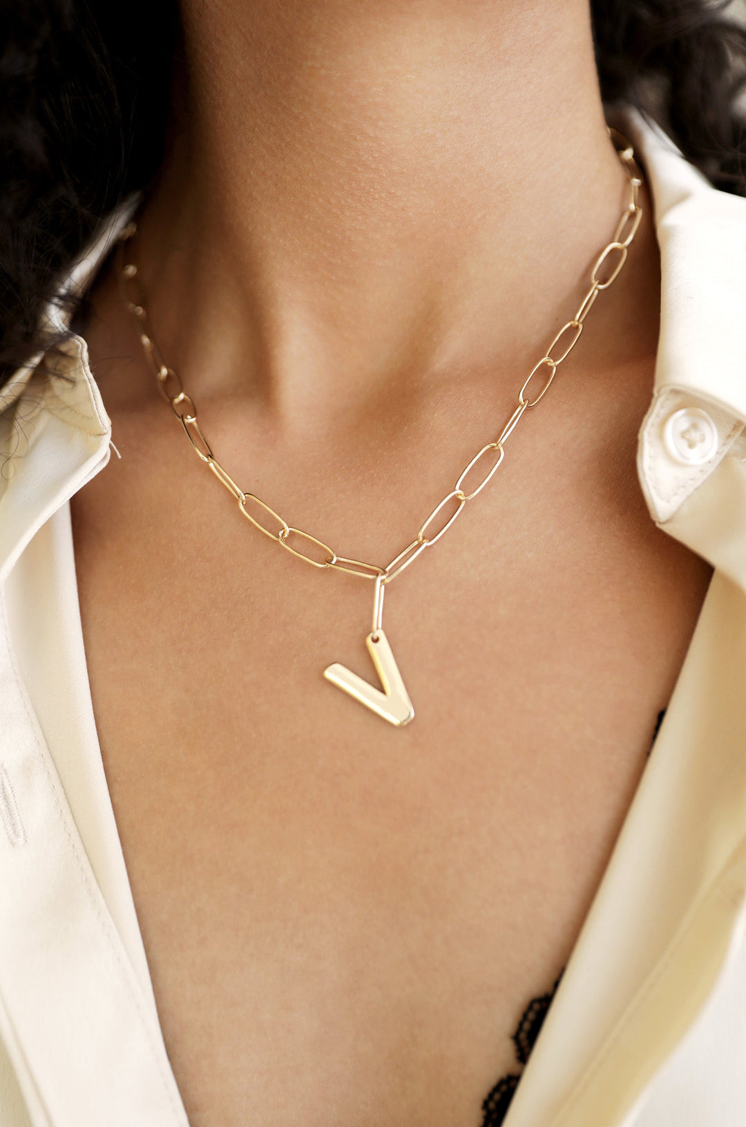 Ettika Paperclip Link Initial Necklace