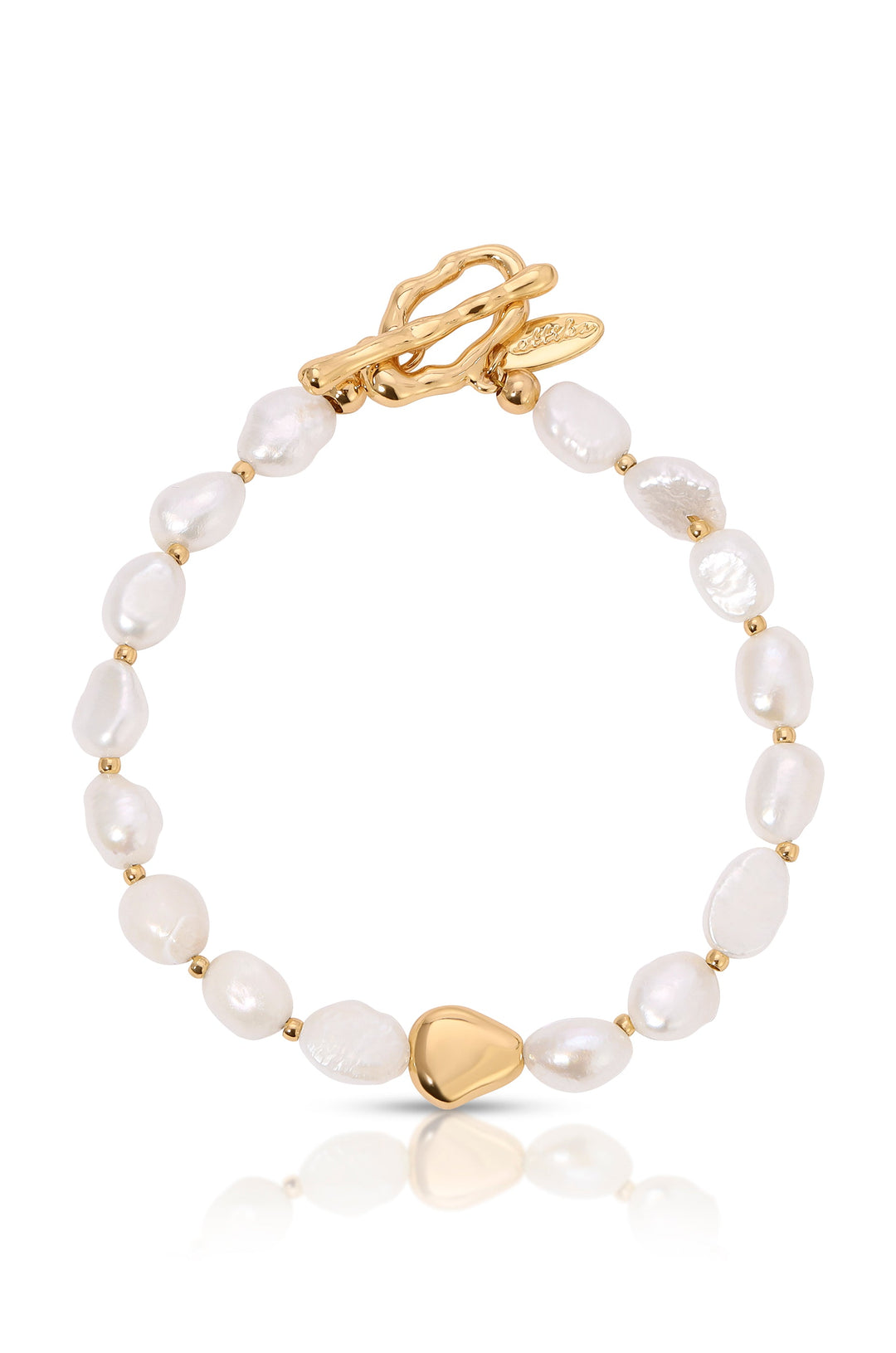 Freshwater Pearl and Gold Nugget Toggle Bracelet - Dear Lucy