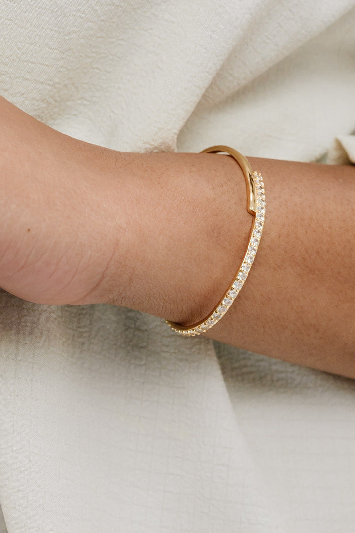 Half Classic Half Sparkle Bracelet Cuff - Dear Lucy