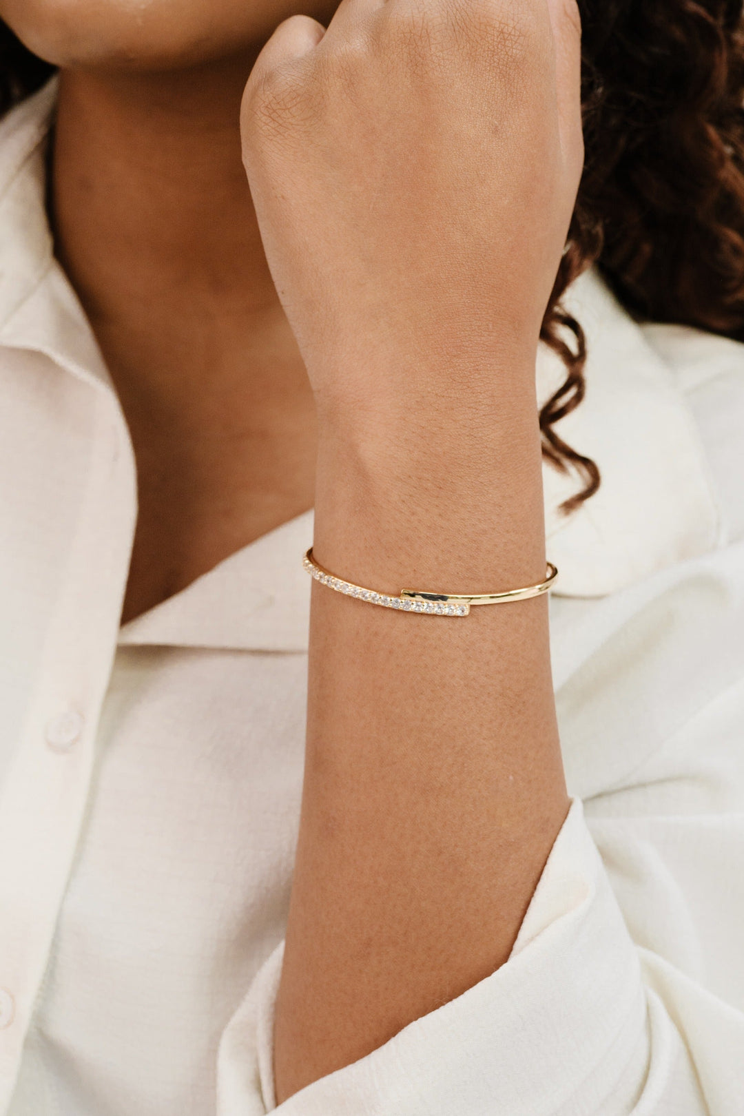 Half Classic Half Sparkle Bracelet Cuff - Dear Lucy