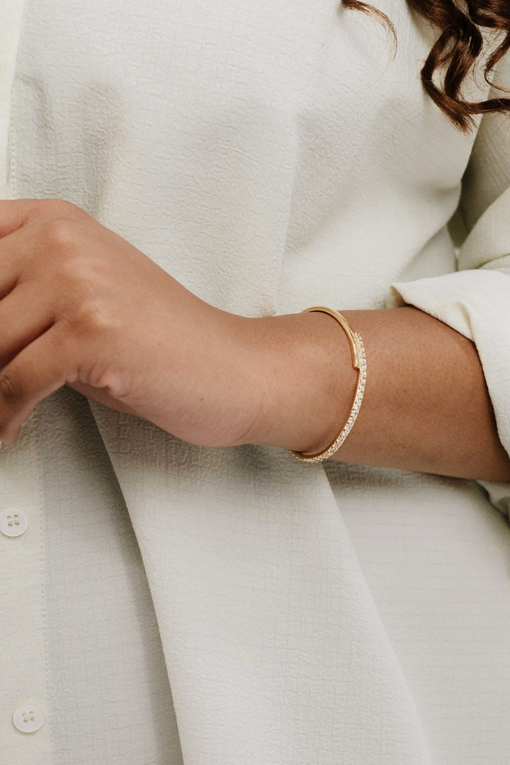 Half Classic Half Sparkle Bracelet Cuff - Dear Lucy