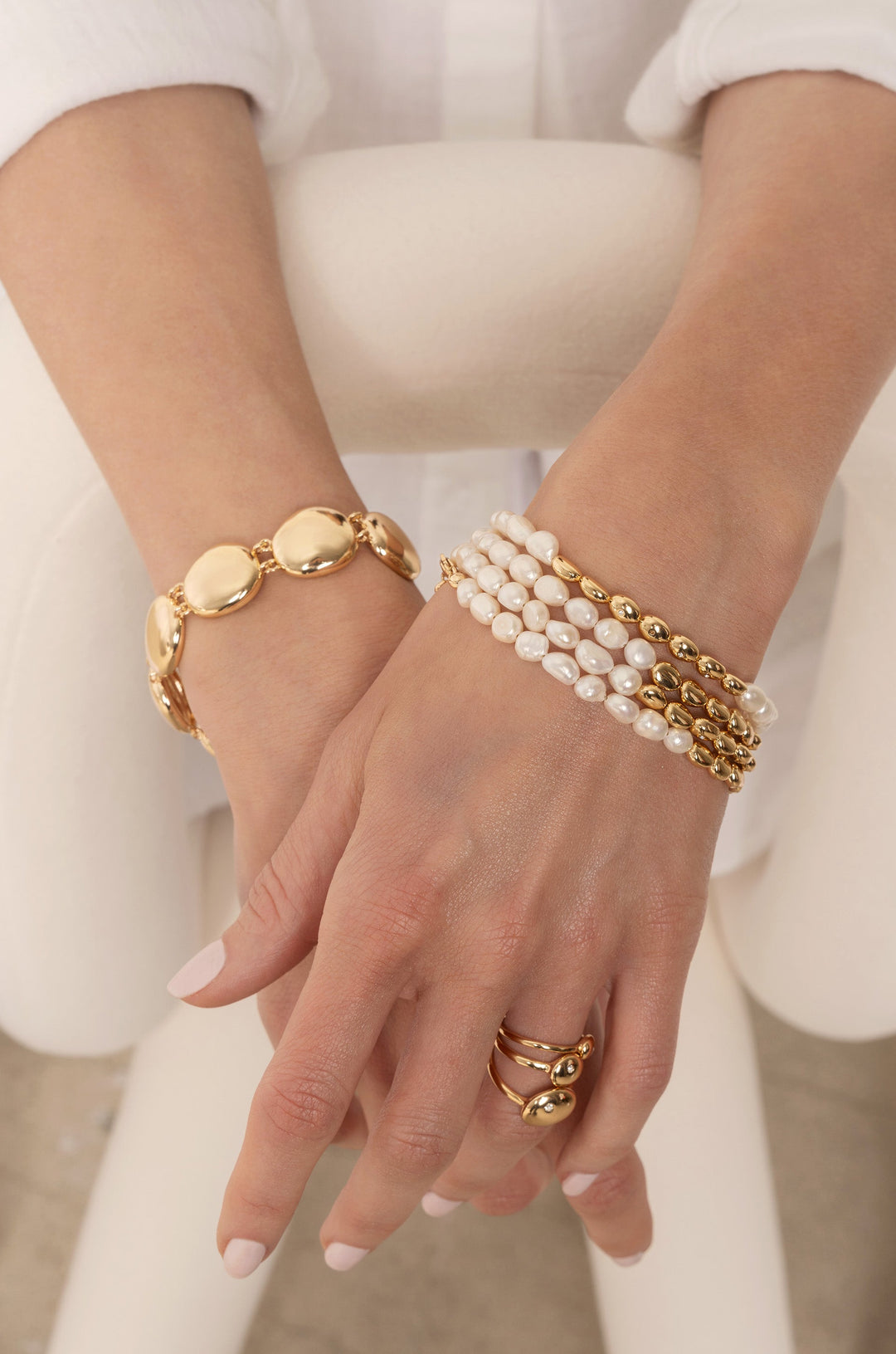 Freshwater Pearl Polished Pebble Bracelet - Dear Lucy