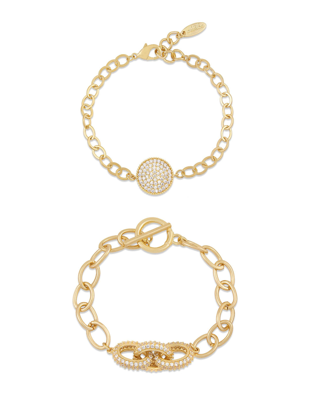 Mixed Crystal Disc & Link Chain Bracelet Set - Dear Lucy