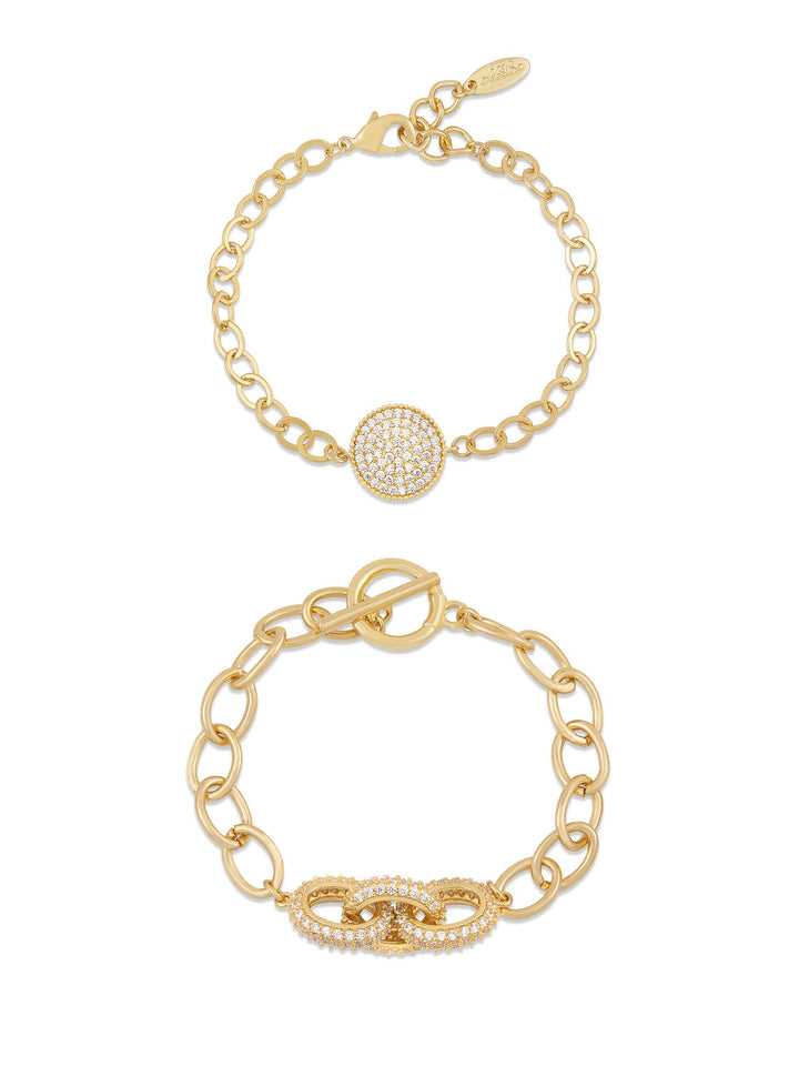Mixed Crystal Disc & Link Chain Bracelet Set - Dear Lucy
