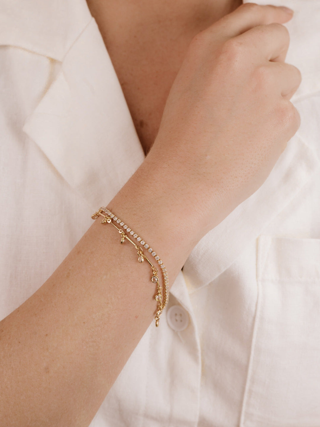 Crystal Droplet Chain Bracelet Set - Dear Lucy