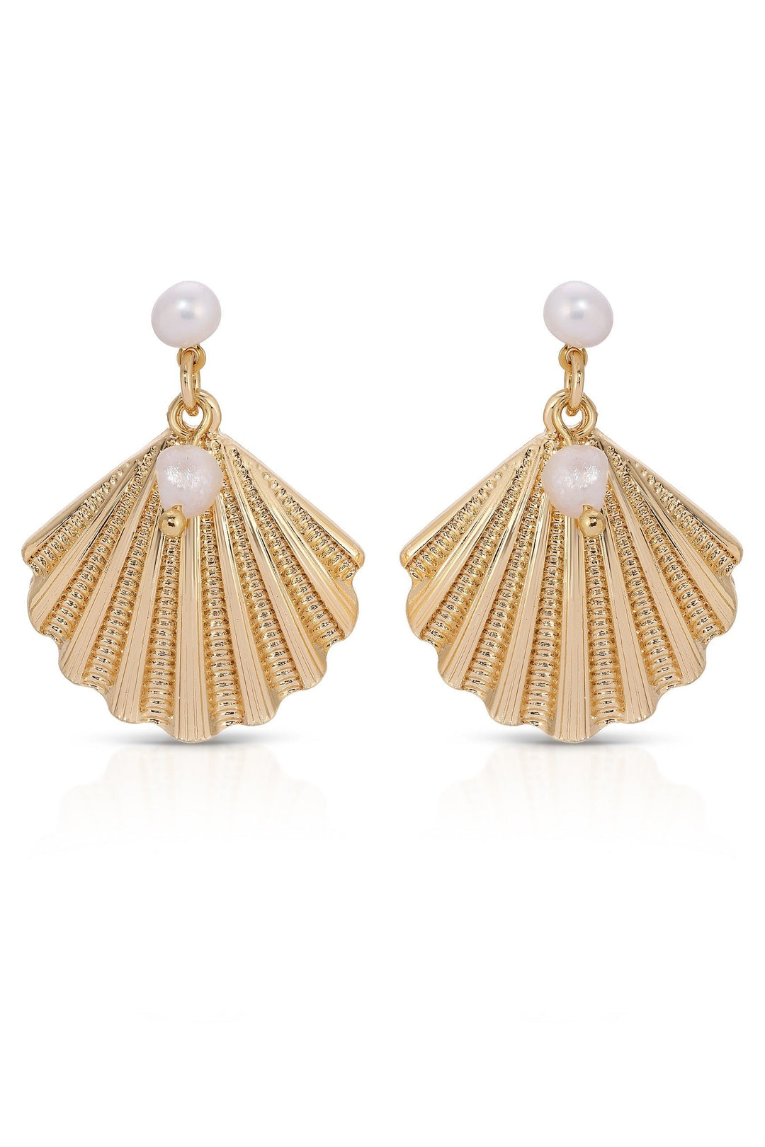 Scallop Shell and Pearl Earrings - Dear Lucy