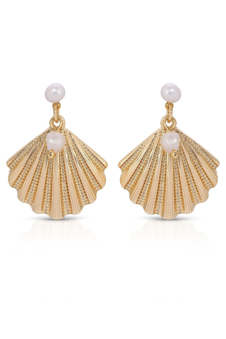 Scallop Shell and Pearl Earrings - Dear Lucy