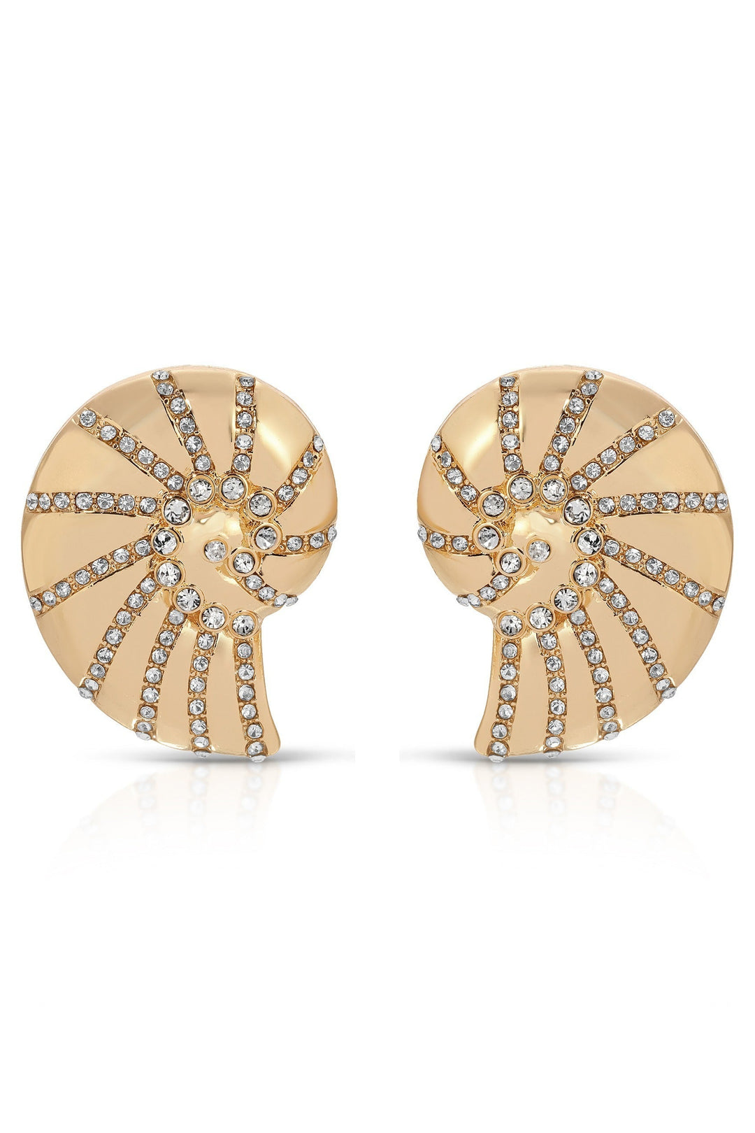 Crystal Studded Nautilus Shell Earrings - Dear Lucy