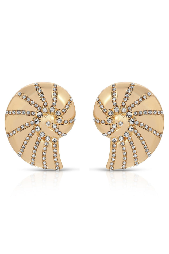Crystal Studded Nautilus Shell Earrings - Dear Lucy