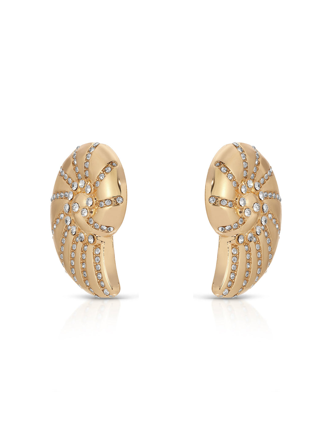 Crystal Studded Nautilus Shell Earrings - Dear Lucy