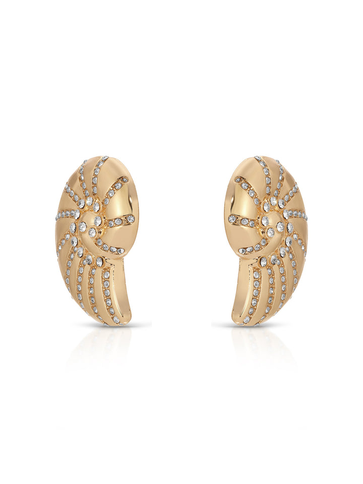 Crystal Studded Nautilus Shell Earrings - Dear Lucy