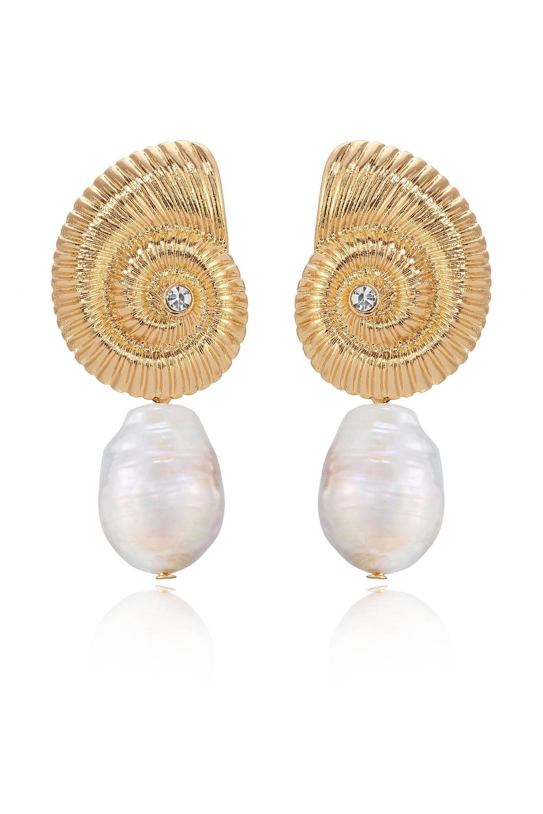 Nautilus Shell Freshwater Pearl Earrings - Dear Lucy