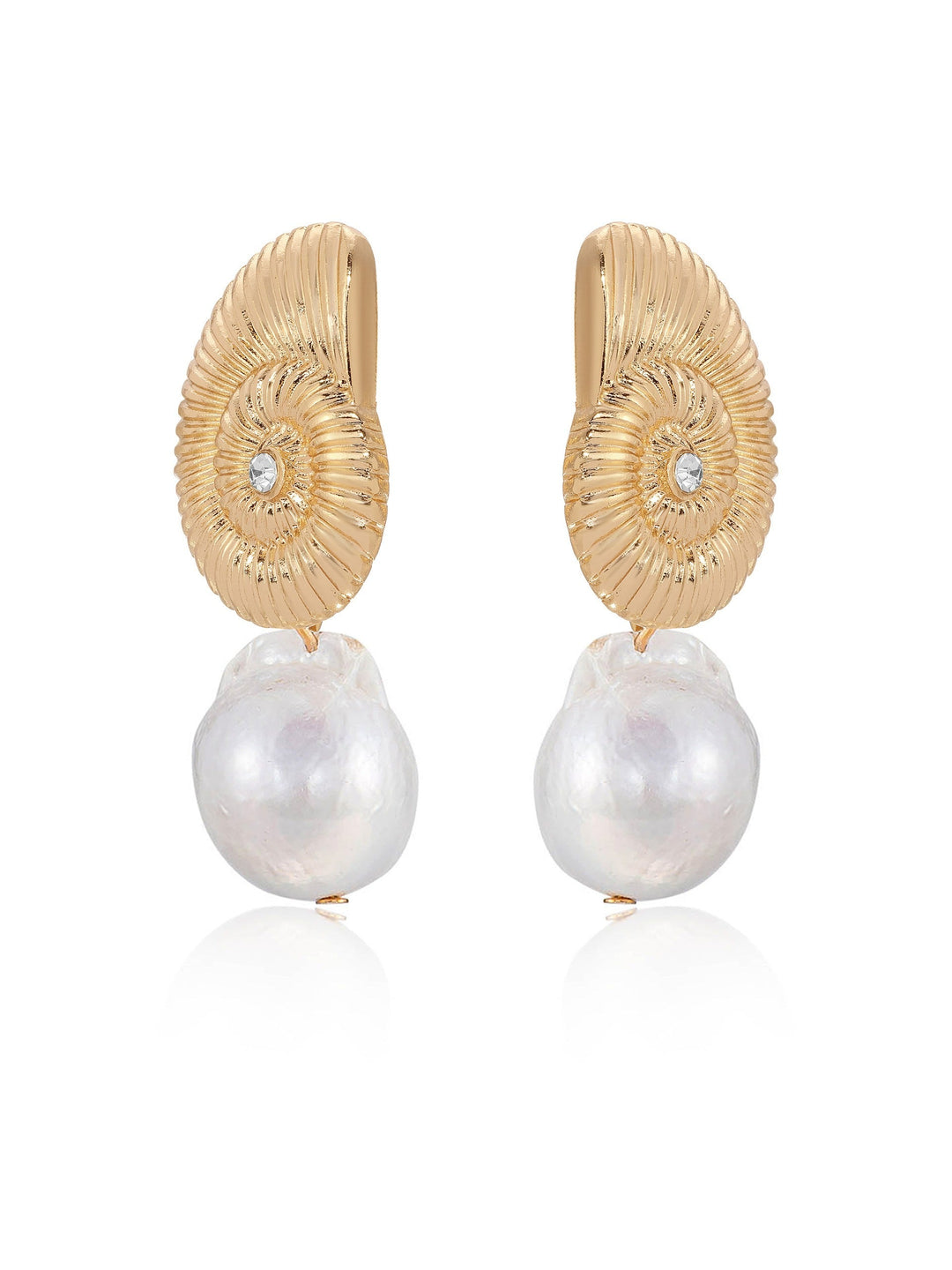 Nautilus Shell Freshwater Pearl Earrings - Dear Lucy