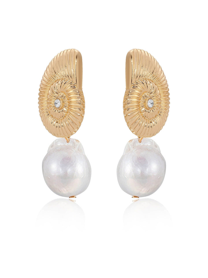 Nautilus Shell Freshwater Pearl Earrings - Dear Lucy