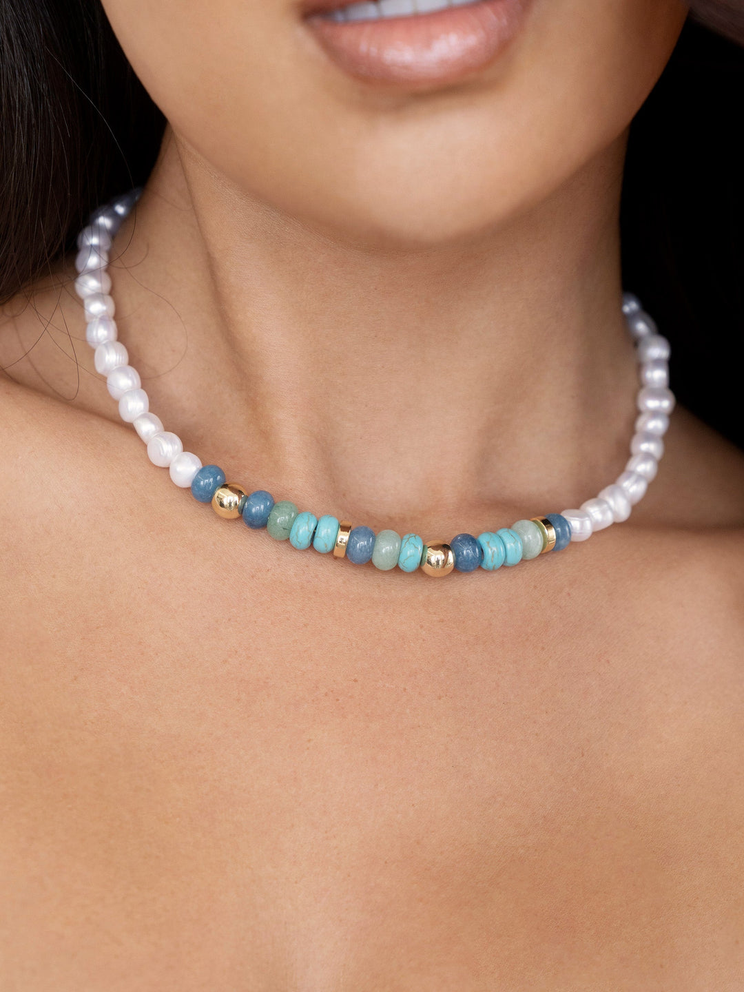 Beach Day Pearl and Gemstone Necklace - Dear Lucy