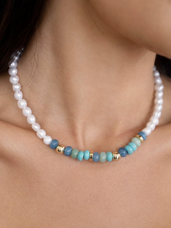 Beach Day Pearl and Gemstone Necklace - Dear Lucy