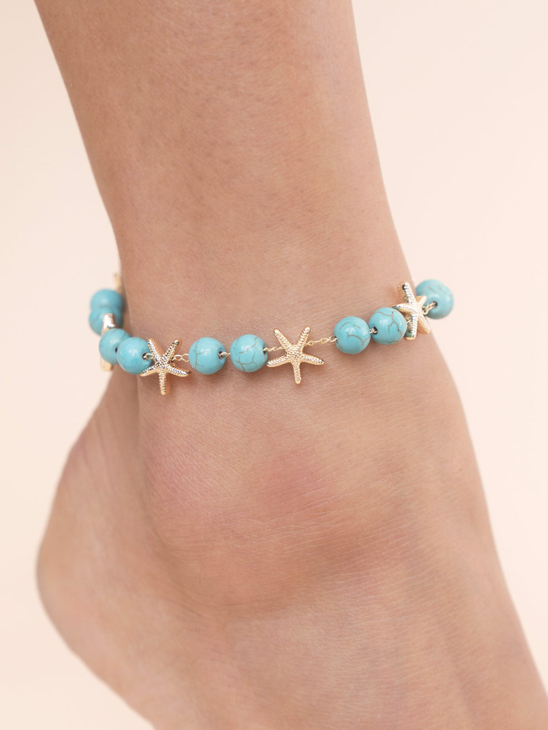 Starfish and Turquoise Beaded Anklet - Dear Lucy