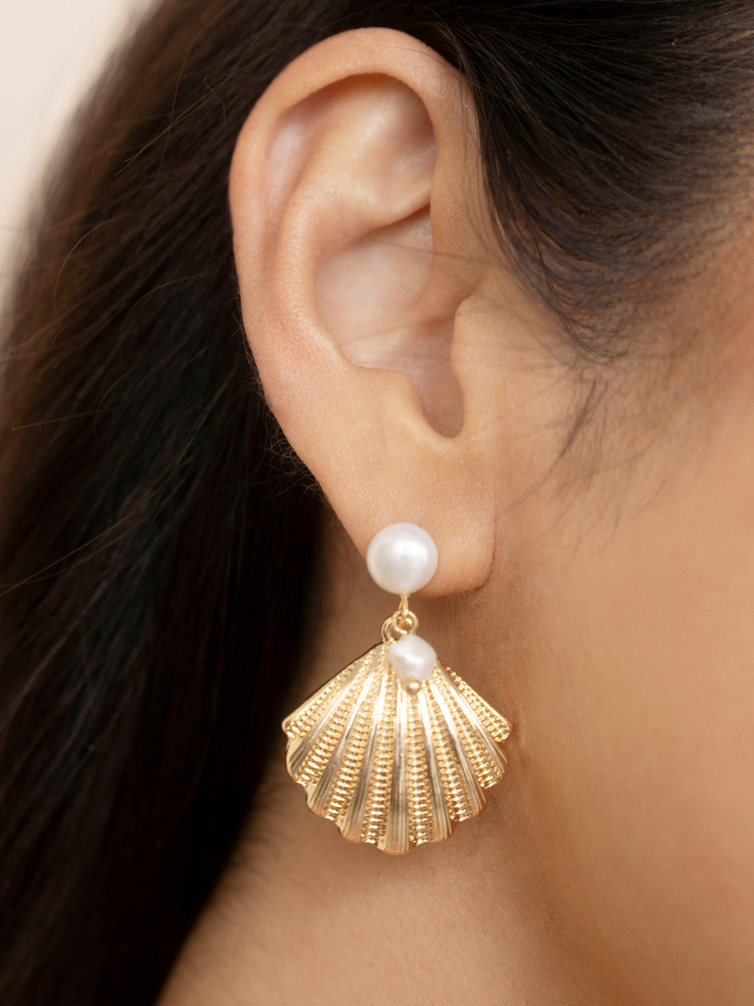 Scallop Shell and Pearl Earrings - Dear Lucy