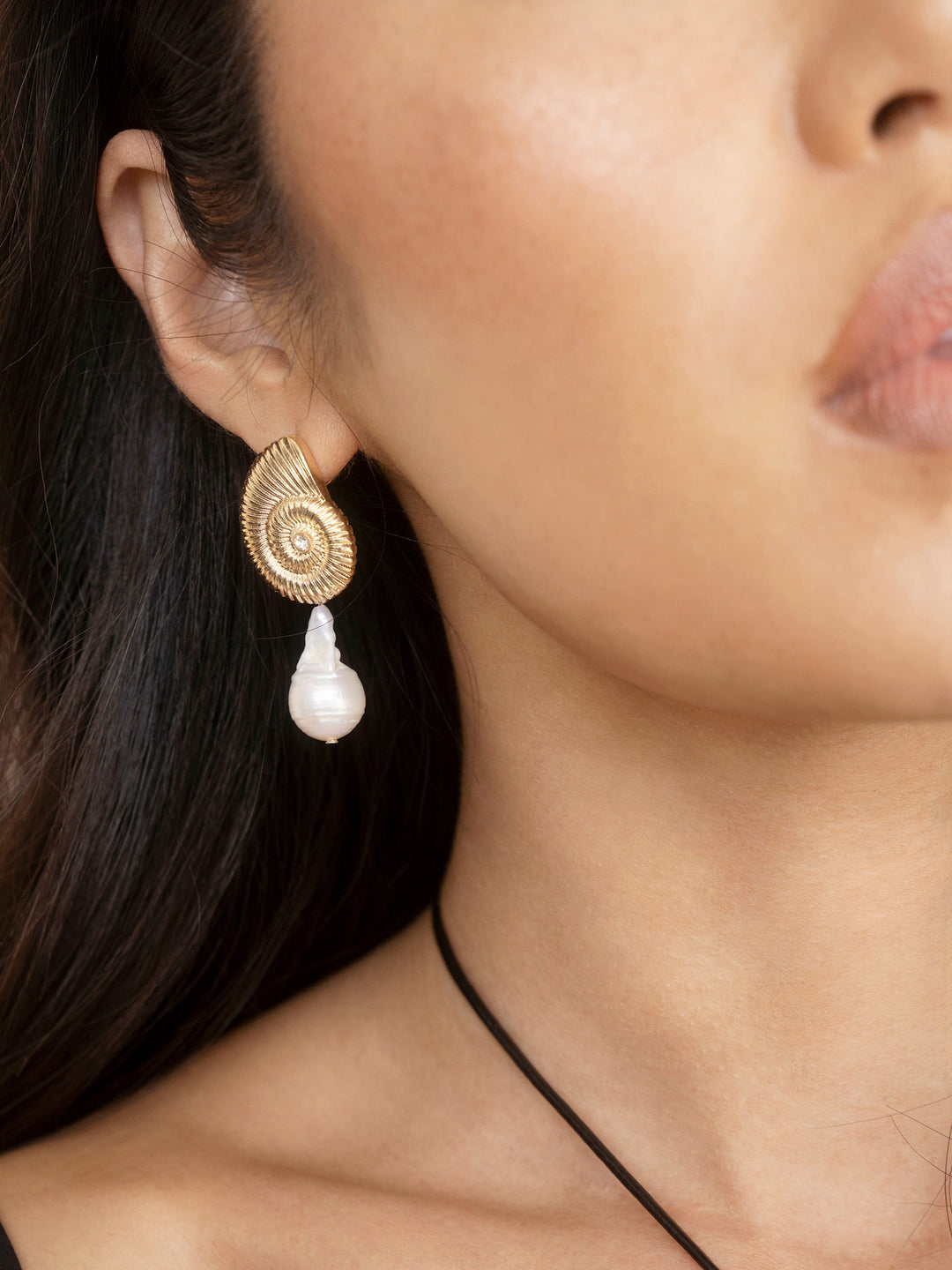 Nautilus Shell Freshwater Pearl Earrings - Dear Lucy