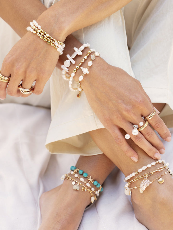 Ettika Paperclip Chain Multi-Shell Charm Anklet - Dear Lucy