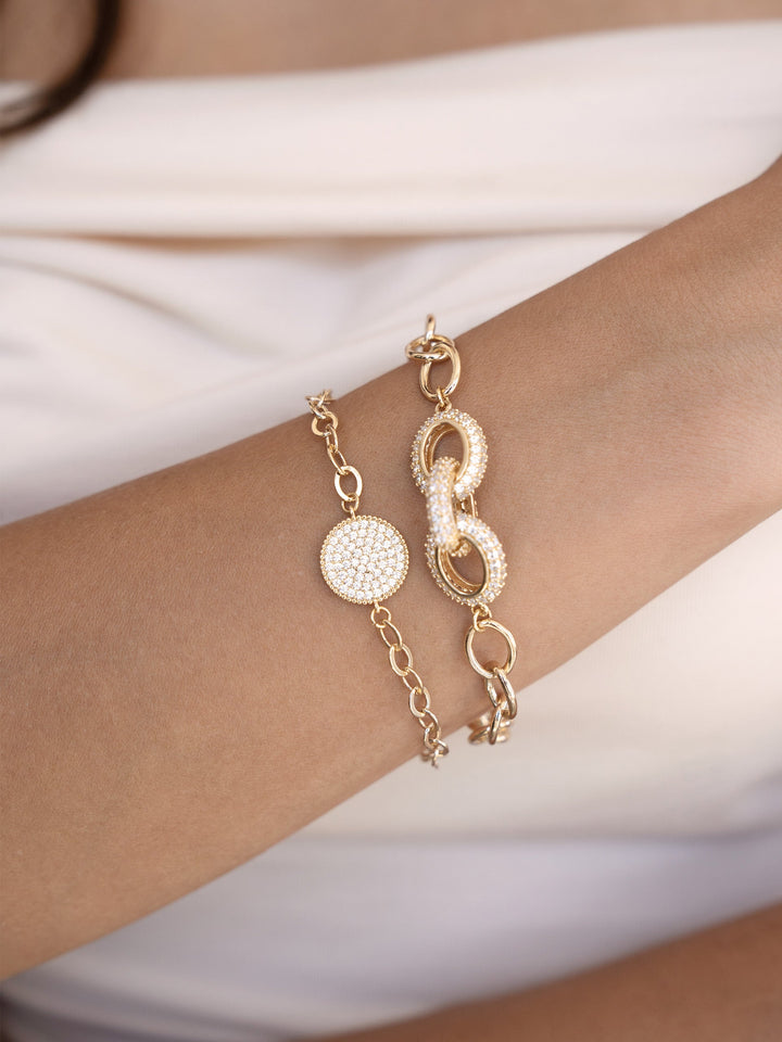 Mixed Crystal Disc & Link Chain Bracelet Set - Dear Lucy