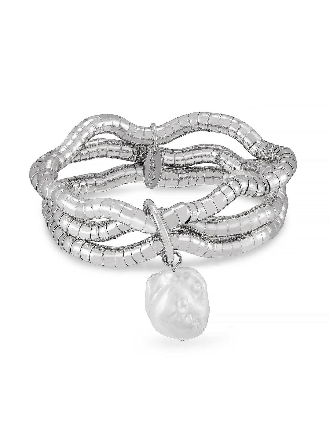 Liquid Gold and Pearl Stretch Bracelet - Dear Lucy