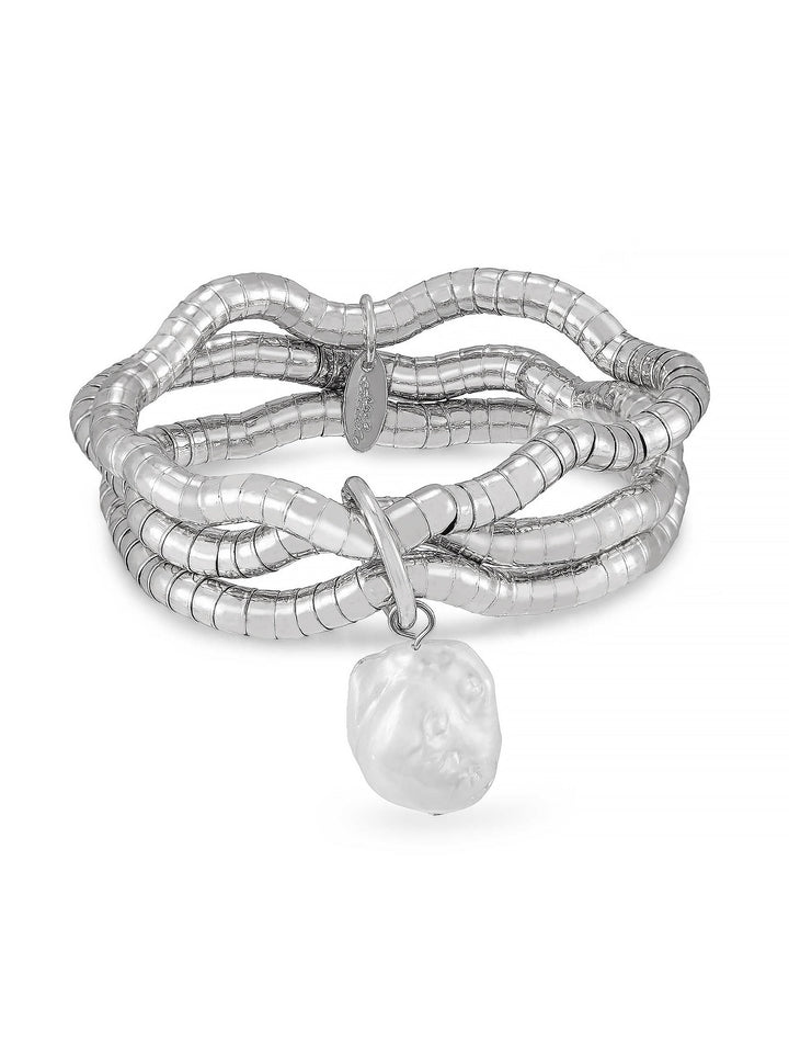 Liquid Gold and Pearl Stretch Bracelet - Dear Lucy