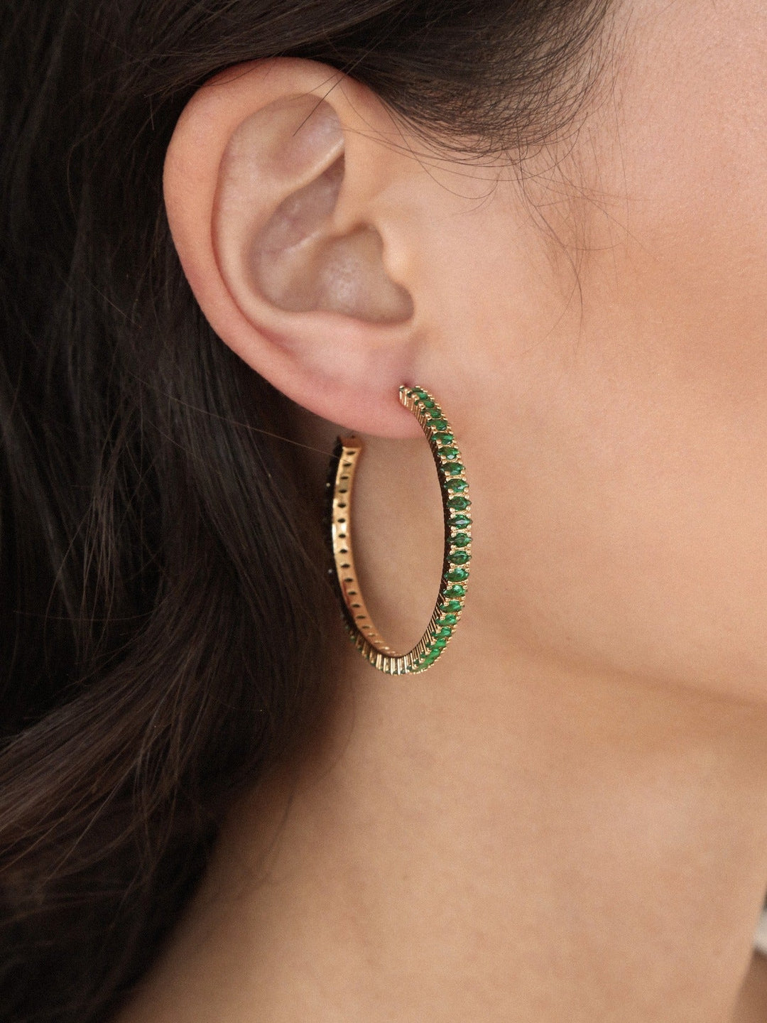 Emerald Marquise Hoops - Dear Lucy