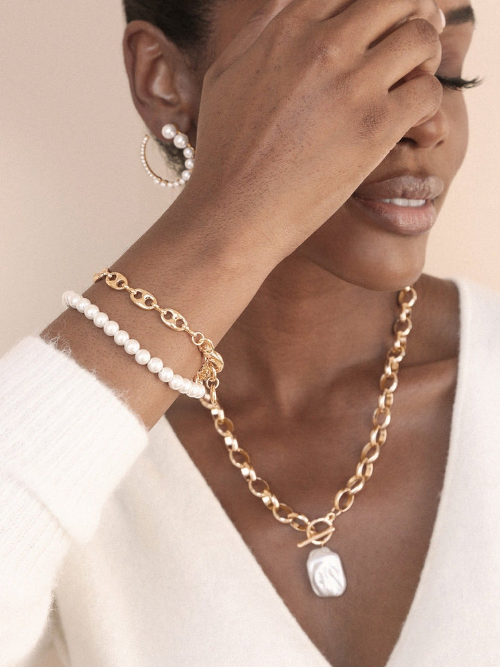 Pearl and Chain Wrap Bracelet - Dear Lucy