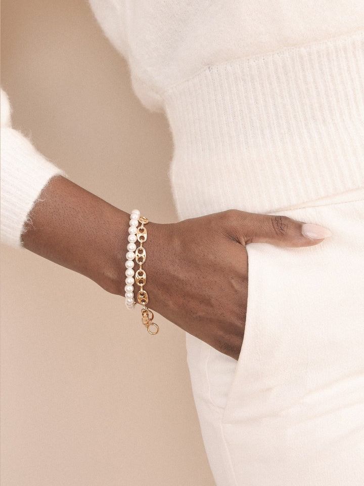 Pearl and Chain Wrap Bracelet - Dear Lucy