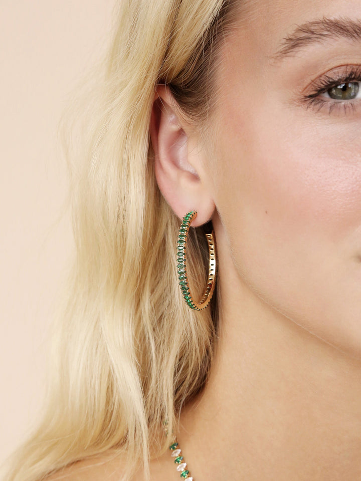 Emerald Marquise Hoops - Dear Lucy