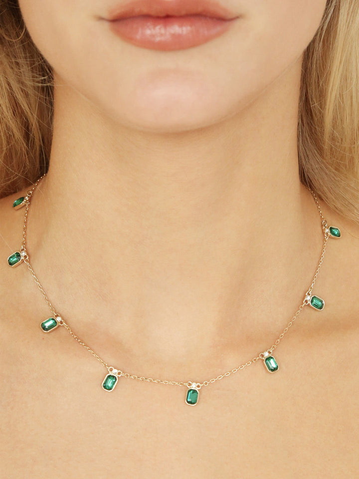 Emerald Deco Charm Necklace - Dear Lucy