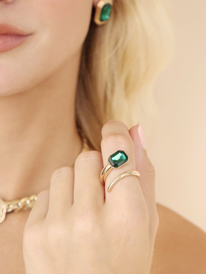 Emerald Deco Wrap Ring - Dear Lucy