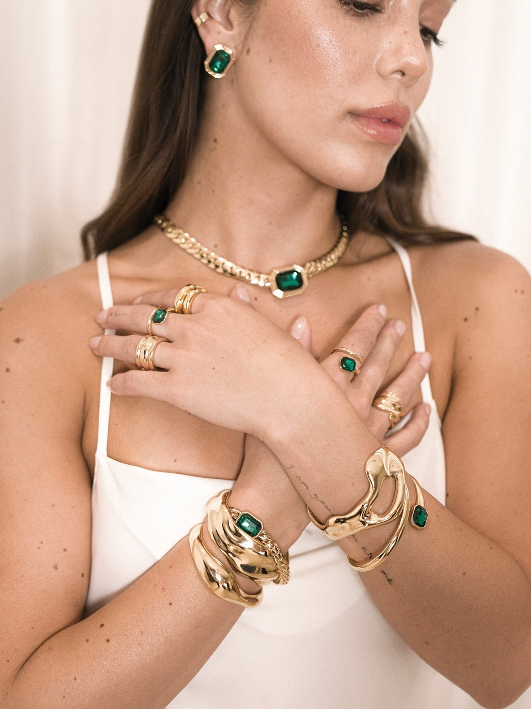Emerald Deco Wrap Ring - Dear Lucy