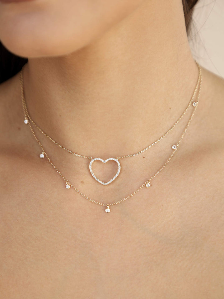 Crystal Heart Drop Necklace Set - Dear Lucy