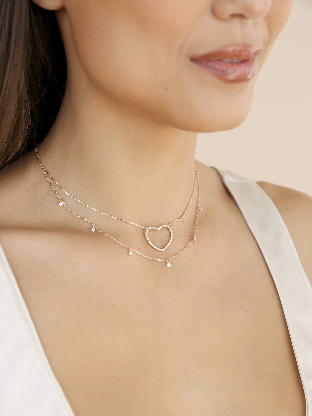 Crystal Heart Drop Necklace Set - Dear Lucy