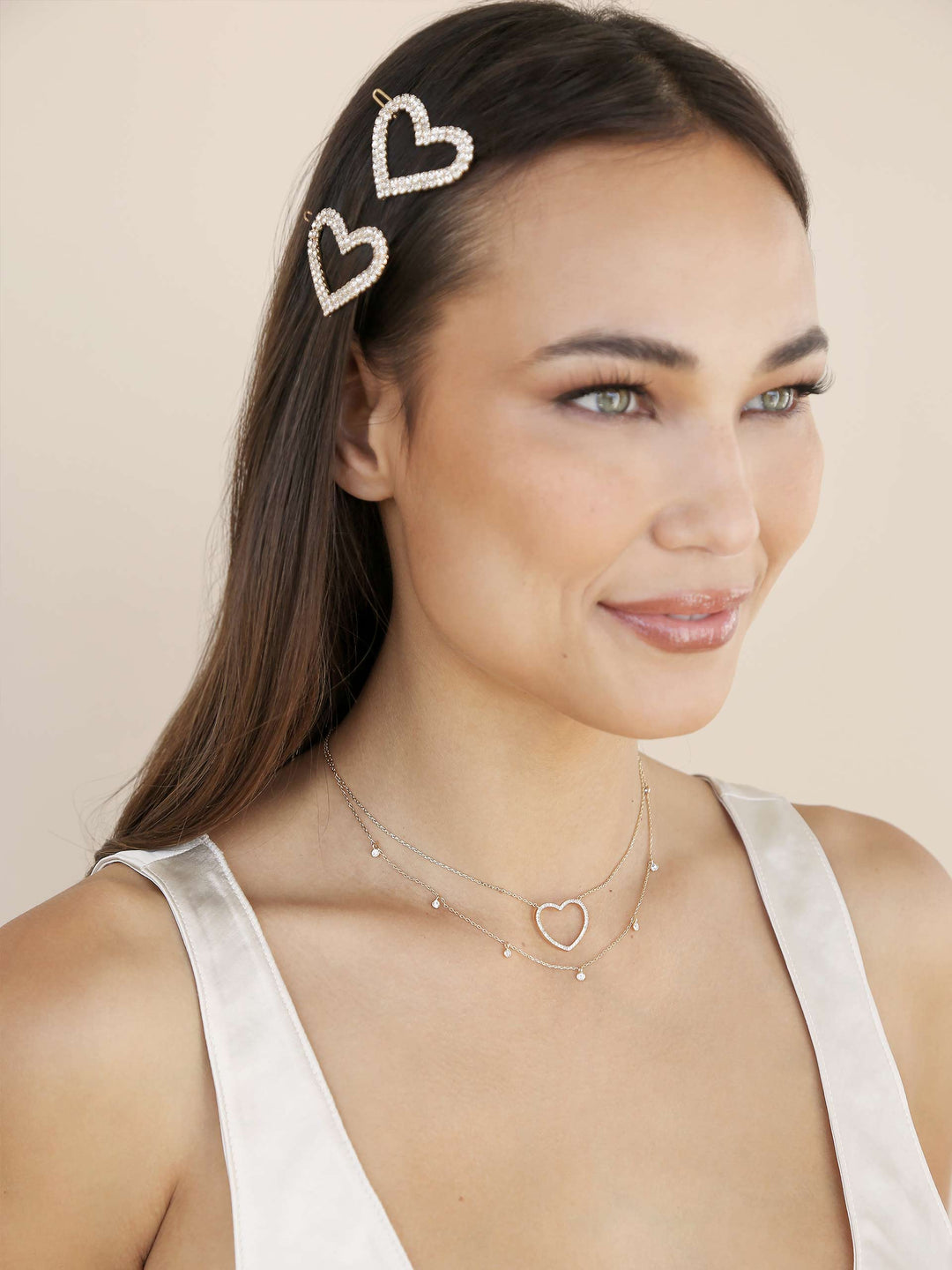 Crystal Heart Drop Necklace Set - Dear Lucy