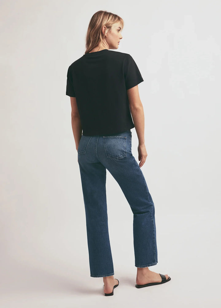 Favorite Daughter Otto High Rise Boyfriend Ankle back view- Dear Lucy
Straight leg jean in a medium-dark wash with a high rise waist.