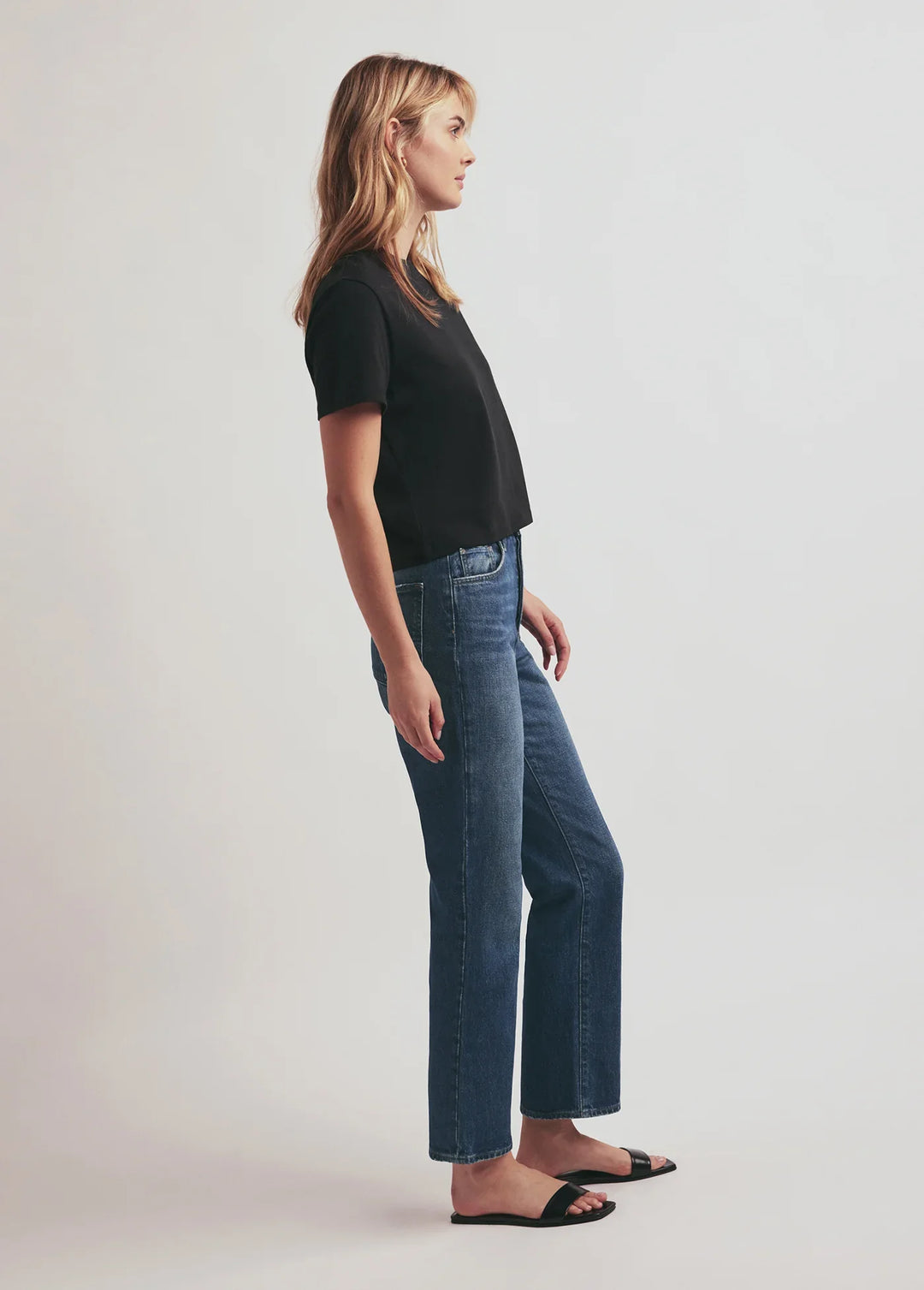 Favorite Daughter Otto High Rise Boyfriend Ankle side view- Dear Lucy
Straight leg jean in a medium-dark wash with a high rise waist.