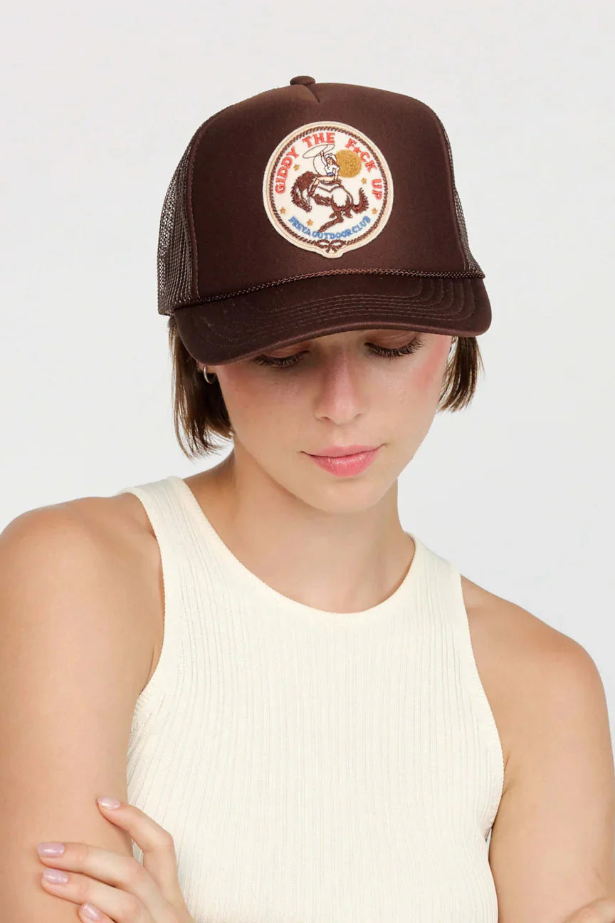 Freya Giddy the F*ck Up Trucker Hat Chocolate - Dear Lucy