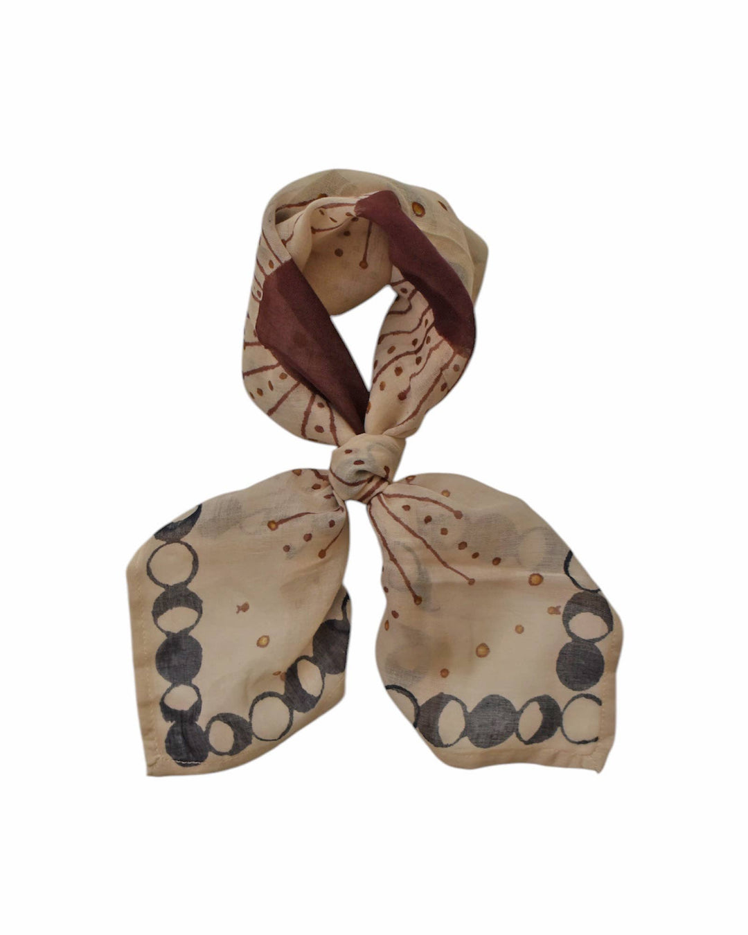 Beige scarf with circular pattern on a white background