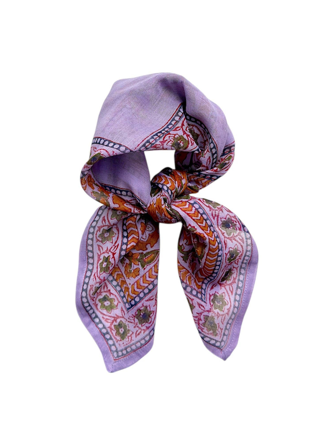 Purple patterned scarf on a white background