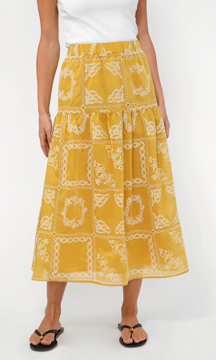 Greylin Serena Embroidered Midi Skirt Pineapple - Dear Lucy