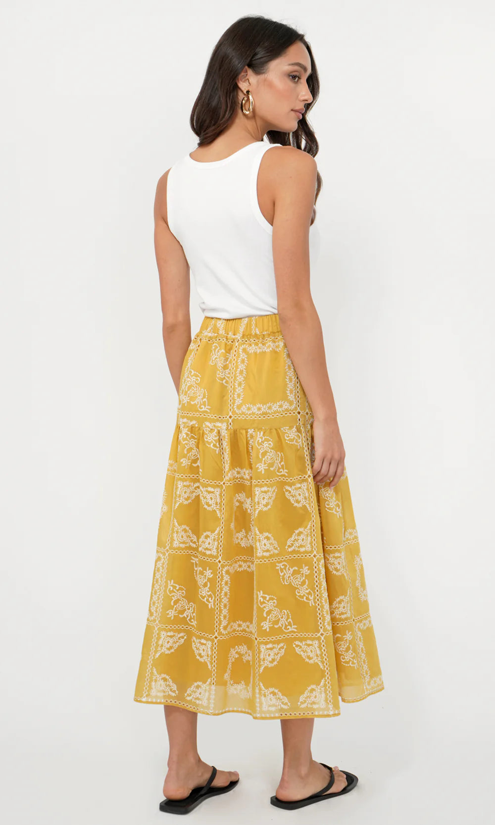 Greylin Serena Embroidered Midi Skirt Pineapple - Dear Lucy