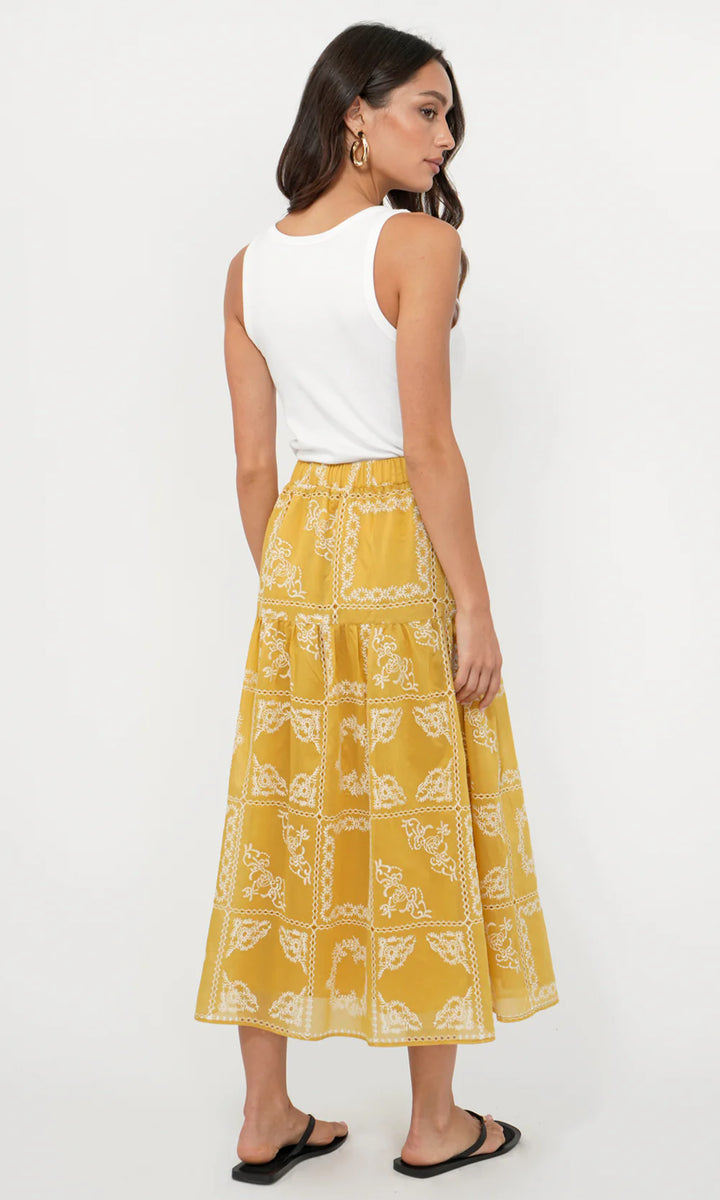 Greylin Serena Embroidered Midi Skirt Pineapple - Dear Lucy
