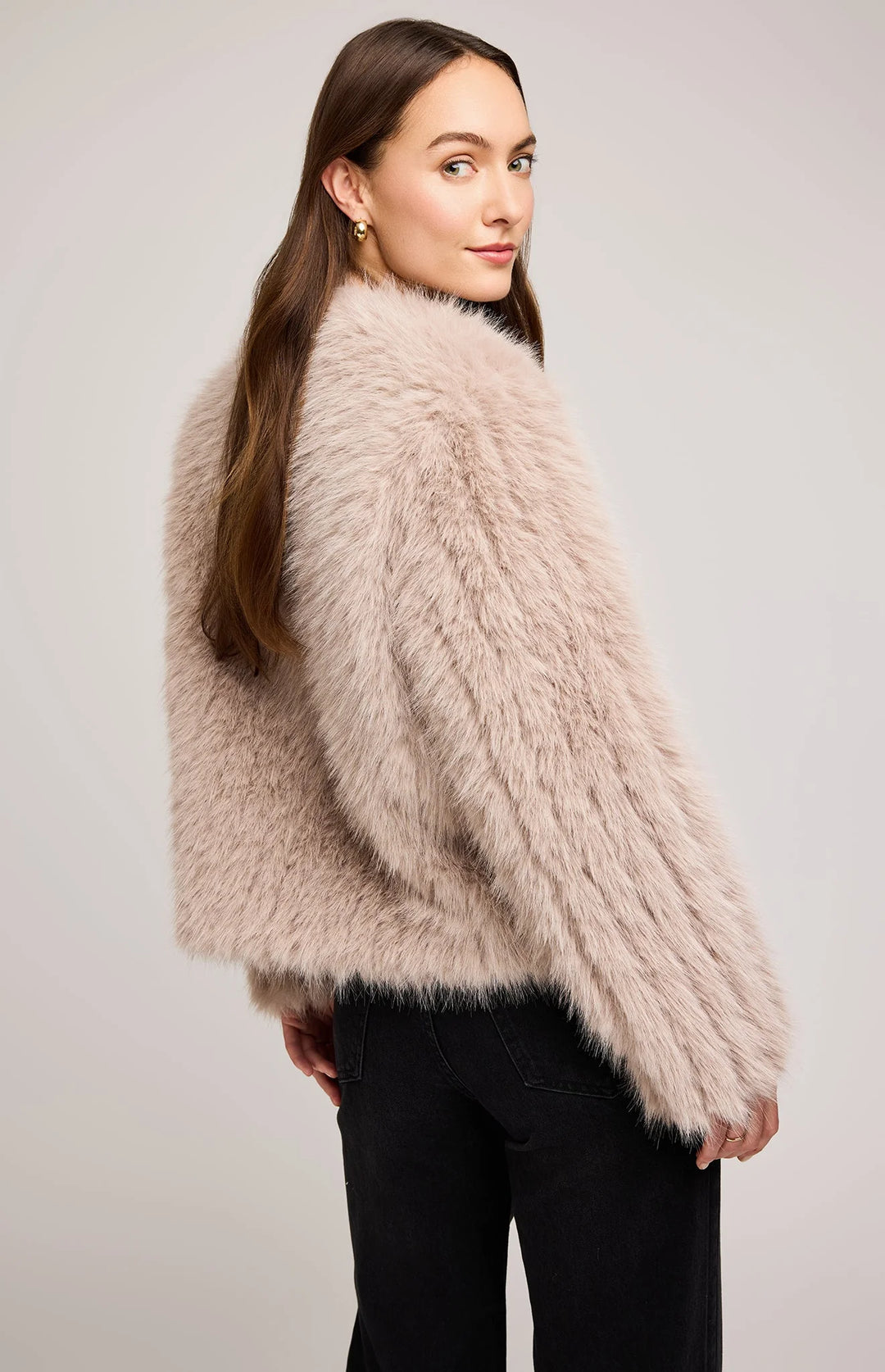 Faux Fur fully lined jacket in color smoke 