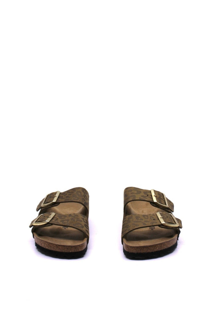 Birkenstock Arizona Sandal in Leo Khaki – Narrow Fit