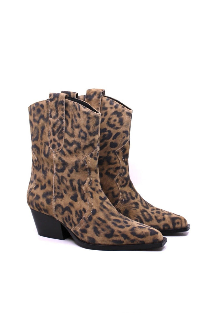 Free People Cat Nap Cowboy Boot Leopard Suede